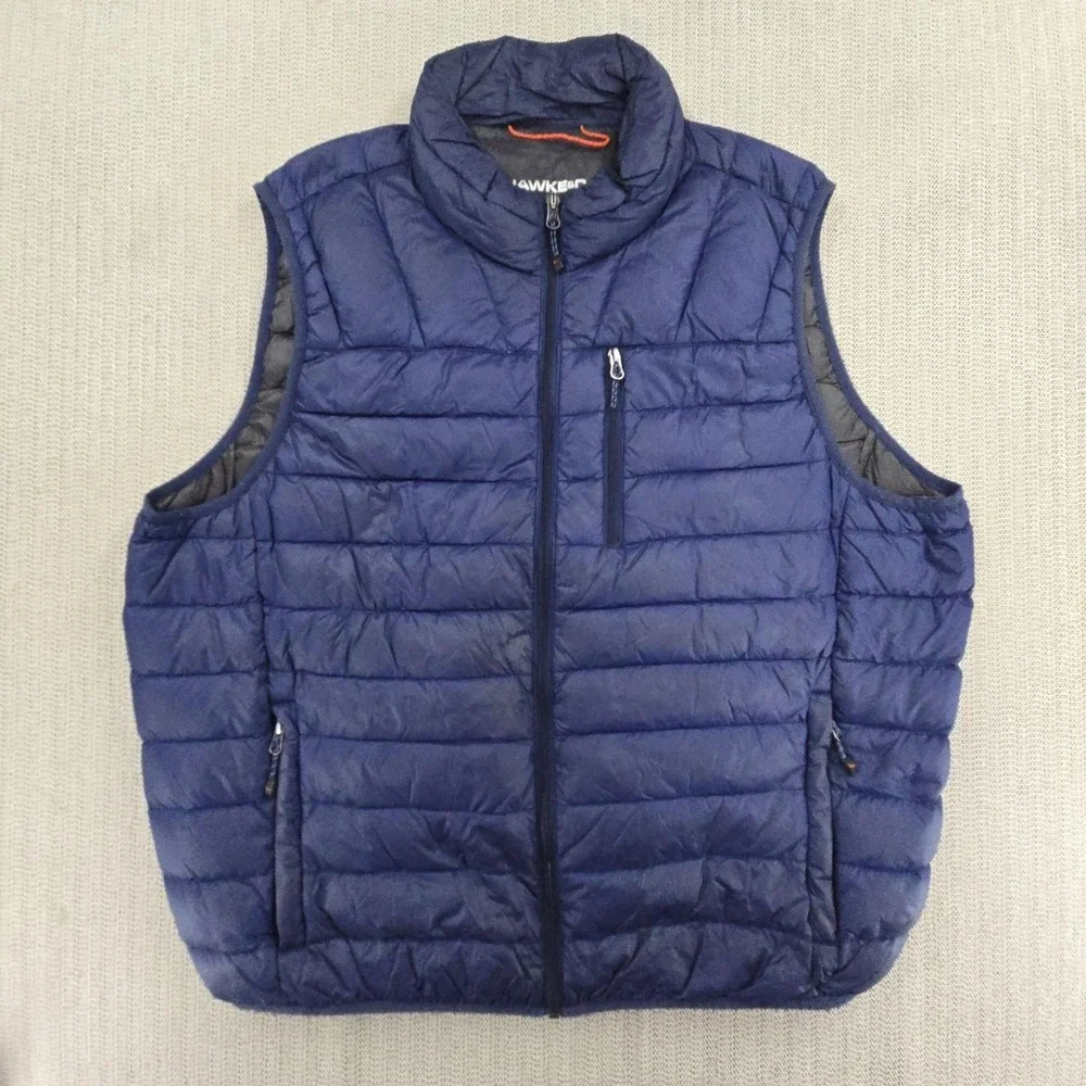 Hawke & Co Vest Mens XL Blue Down Puffer Full Zip Zip Pockets Outdoor HDN723S
